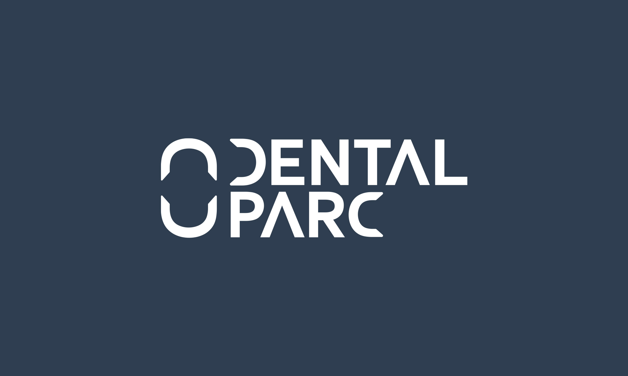 Logo blanc fond bleu Dental Parc