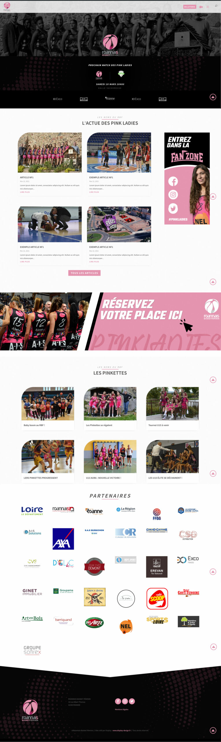 Maquette site internet Roannais Basket Féminin
